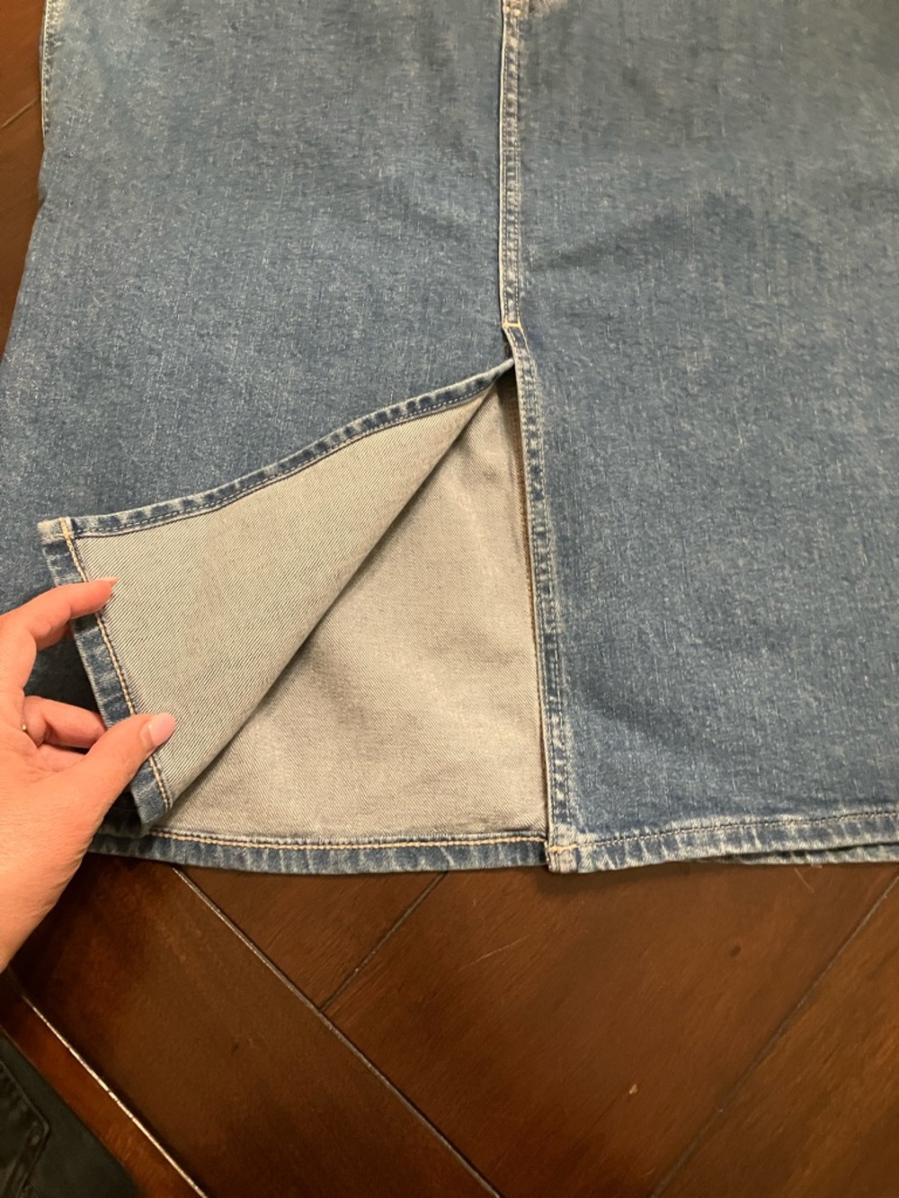 GAP Mid Wash Denim Midi Skirt with Front Slit - Picture 2 of 6